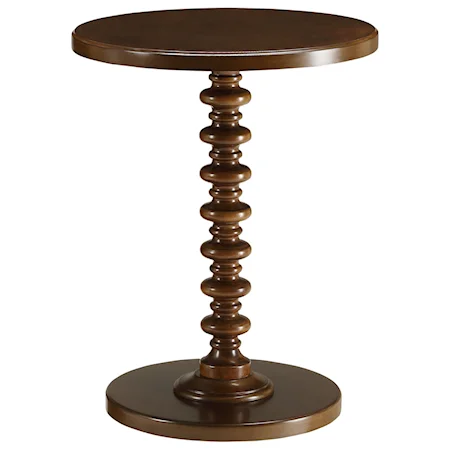 Transitional Side Table with Turned Pedestal Base