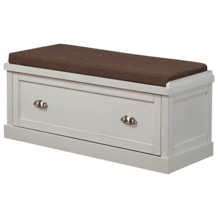 Transitional Bench with Storage and Fabric Seat