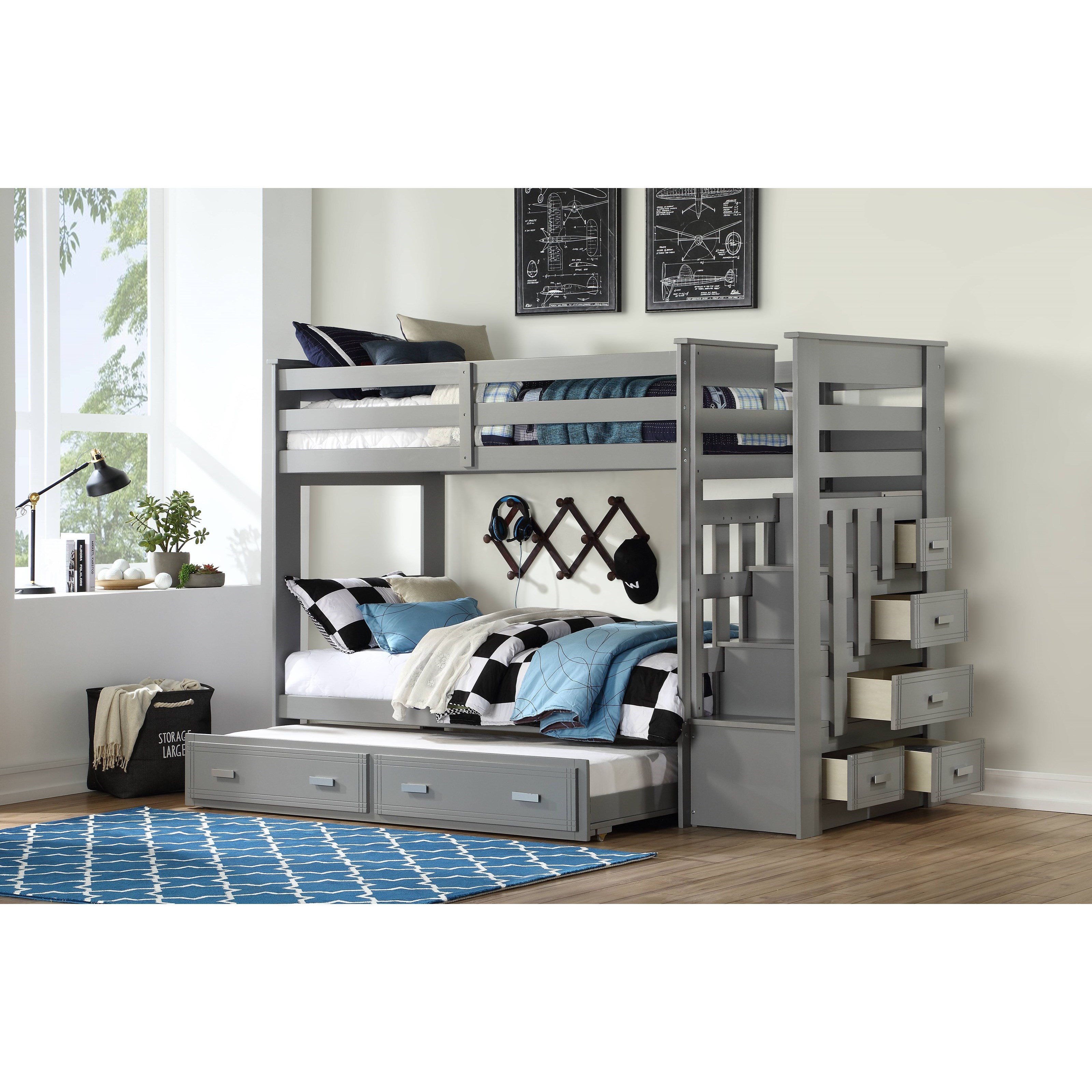 Storage Bunkbed with Trundle