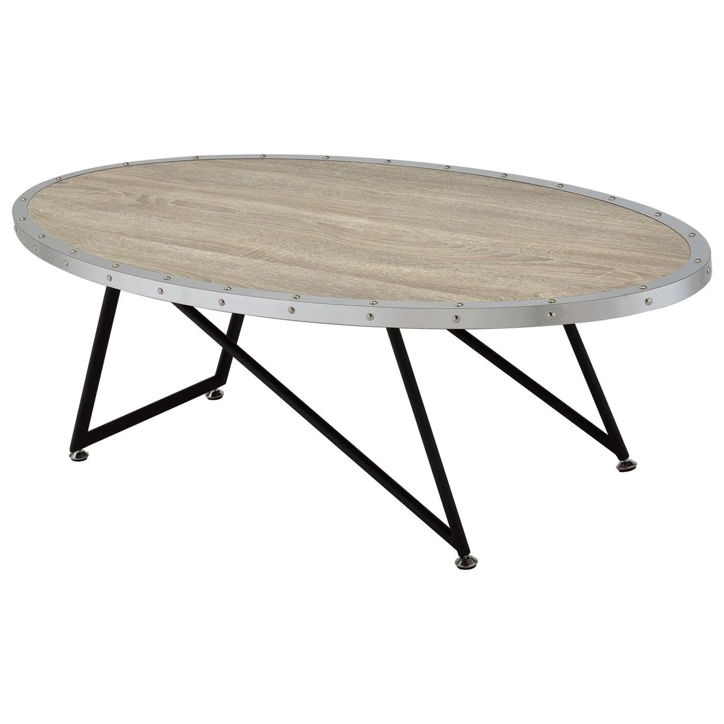 Acme Furniture Allis 81730 Industrial Oval Coffee Table | A1 Furniture ...