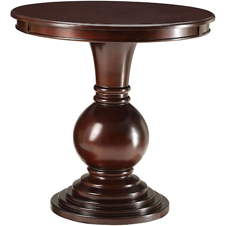 Traditional Round Accent Table with Ball Pedestal Base
