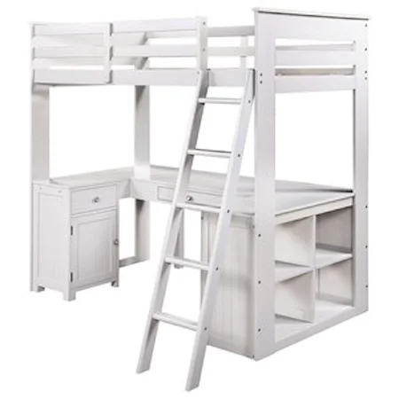 Twin Loft Bunk Bed with Chest, Desk & Bookcase