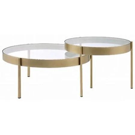 Contemporary 2-Pack of Nesting Tables with Glass Top