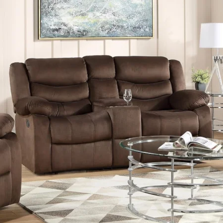 Casual Motion Loveseat with External Latch Handle