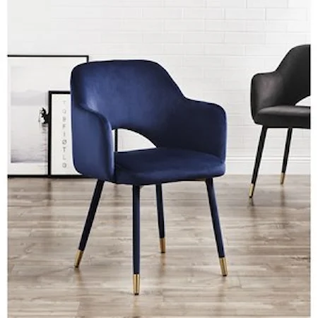 Contemporary Accent Chair with Blue Velvet 