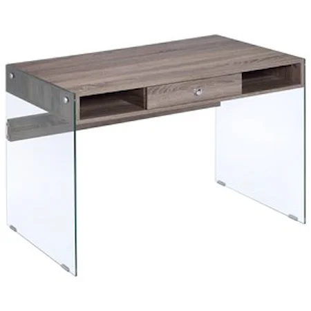 Contemporary 1-Drawer Desk with Glass Stands