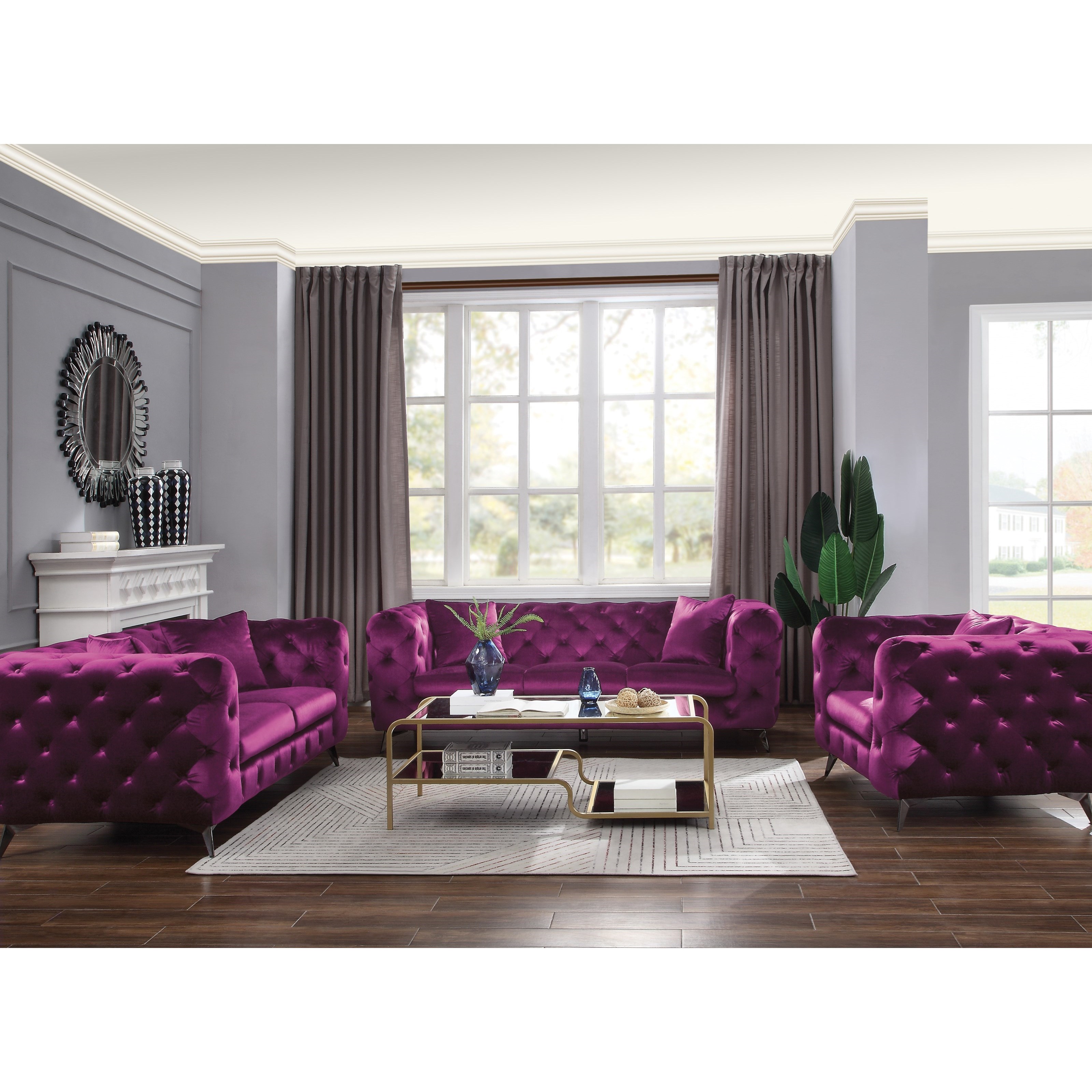 Acme Furniture Atronia 54905 Glam ChesterfieldStyle Sofa Value City