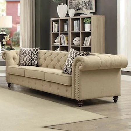 Transitional High Back Sofa with Tufting