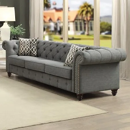 Transitional High Back Sofa with Tufting