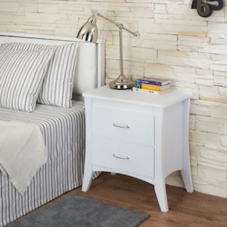Contemporary Nightstand with Brushed Silver Drawer Pulls