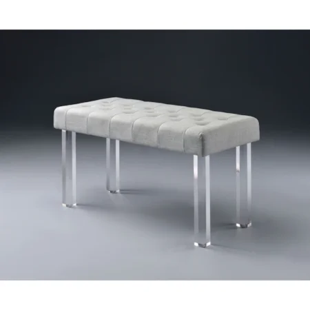 Glam Bench with Tufted Seat and Clear Acrylic Legs