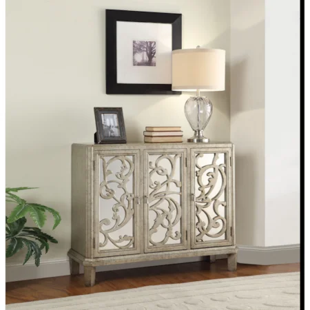 Contemporary Console Table with 3 Mirrored Doors