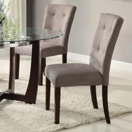 Set of 2 Tufted Side Chair - Gray Microfiber
