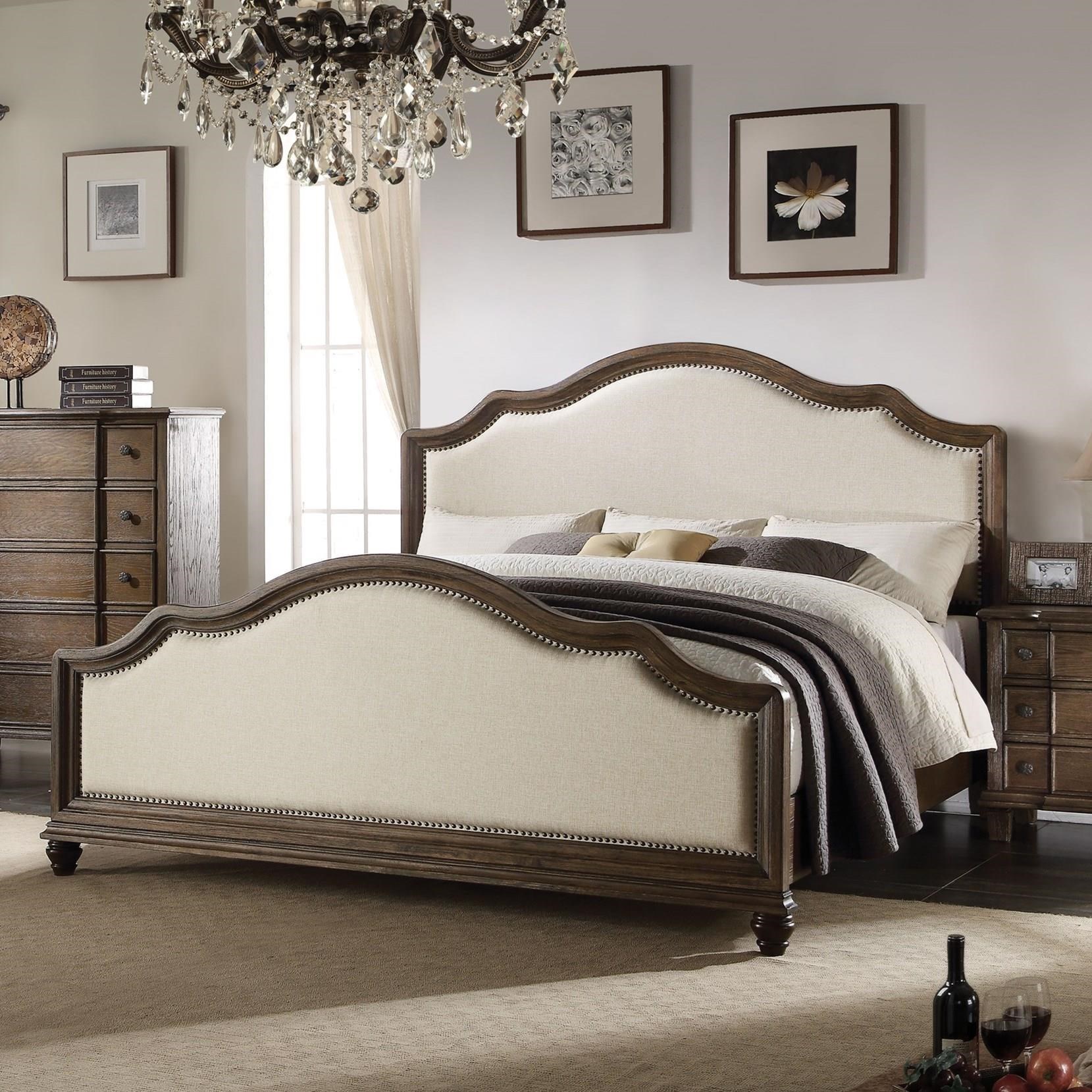 Padded headboard with wood trim deals