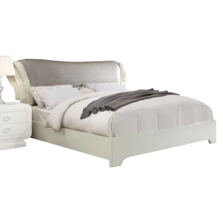 Glam Queen Upholstered Bed with Sleigh Headboard
