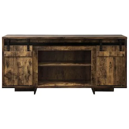 Rustic TV Stand with Sliding Barn Doors