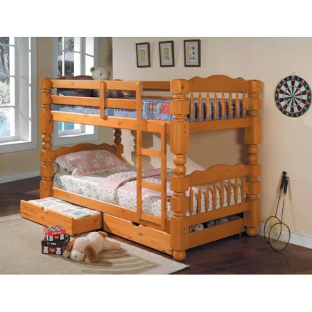 Traditional Twin Bunkbed with Storage Drawers