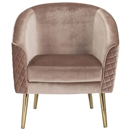 Glam Quilted Velvet Accent Chair with Gold Finish Legs