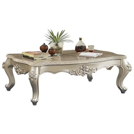 Traditional Coffee Table with Marble Top