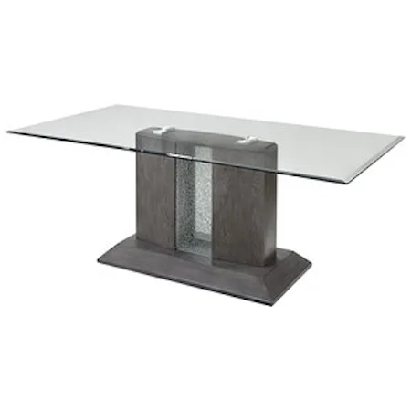Contemporary Dining Table with LED Lighting in Base and Glass Top