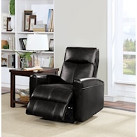 Contemporary Leather Match Power Recliner with Slightly Curved Track Arms