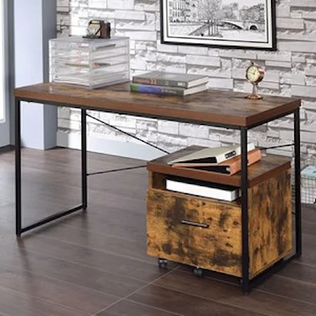 Contemporary Table Desk with Metal Base