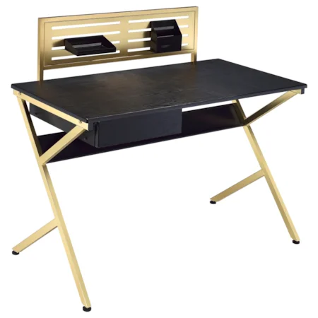 Contemporary 1-Drawer Desk with Rack Board Organizer
