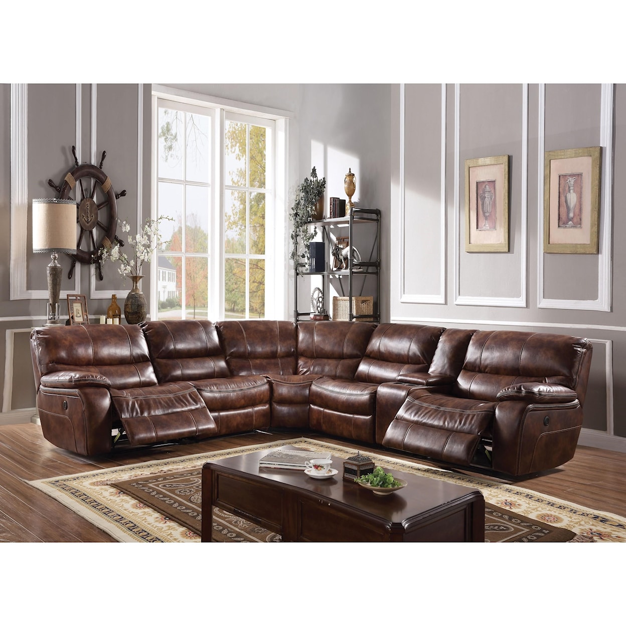 Acme Furniture Brax Sectional Sofa (Power Motion & USB)