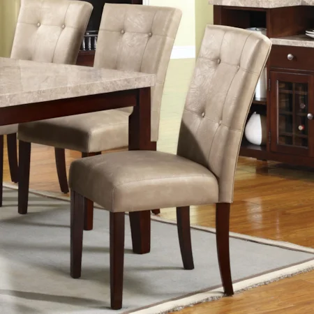 Set of 2 Transitional Faux Leather Side Chairs
