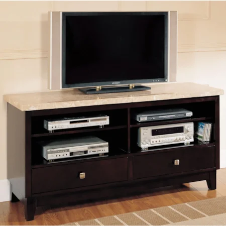 Transitional TV Stand with White Marble Top and 4 Shelves
