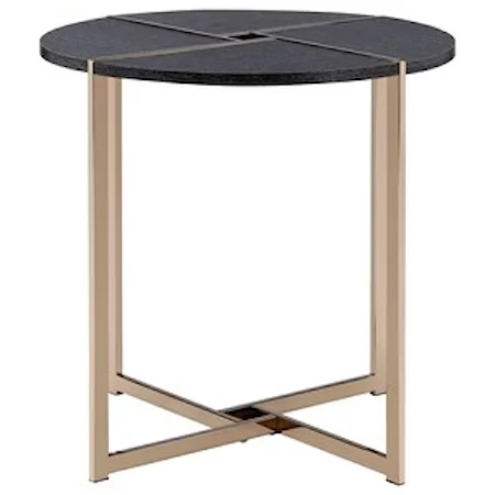 Contemporary End Table with Round Top