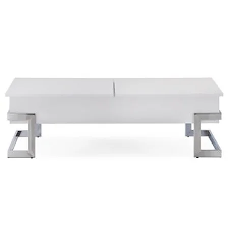 Contemporary Coffee Table with Lift Top Tray and Sliding Storage