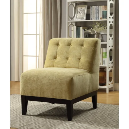 Transitional Upholstered Accent Chair with Button Tufted Back