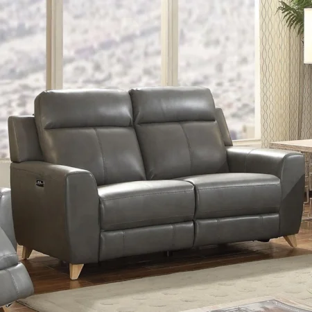 Contemporary Power Reclining Loveseat with USB Charging Ports