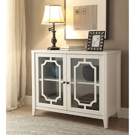 Contemporary Console Table Accent Cabinet with Glass Doors