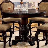 Round Top Counter Height Table with Carved Pedestal Base