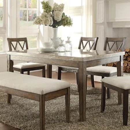 Relaxed Vintage Dining Table with Marble Top