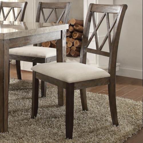 Relaxed Vintage Side Chair with Upholstered Seat (Set-2)