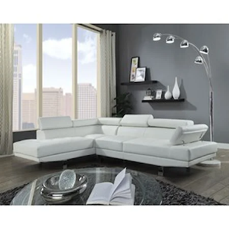 Contemporary L-Shaped Sectional Sofa with Pivot Headrest