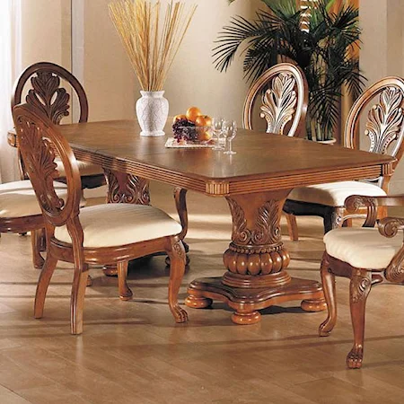 Double Pedestal Rectangular Dining Table with Acanthus Carvings