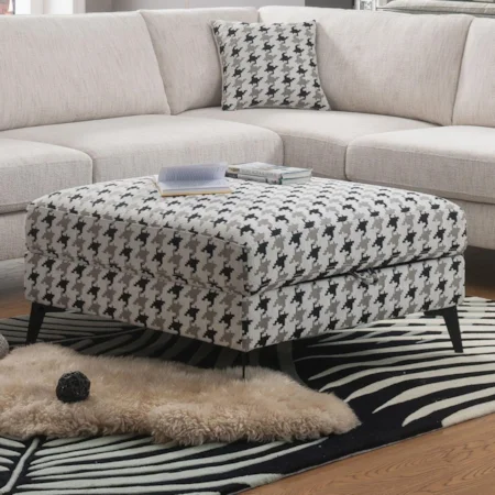 Contemporary Cocktail Ottoman with Metal Legs and Hidden Storage