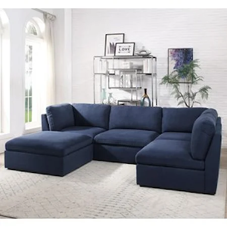 Contemporary L-Shaped Sectional with Ottoman