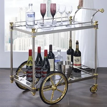 Metal and Glass Bar Serving Cart
