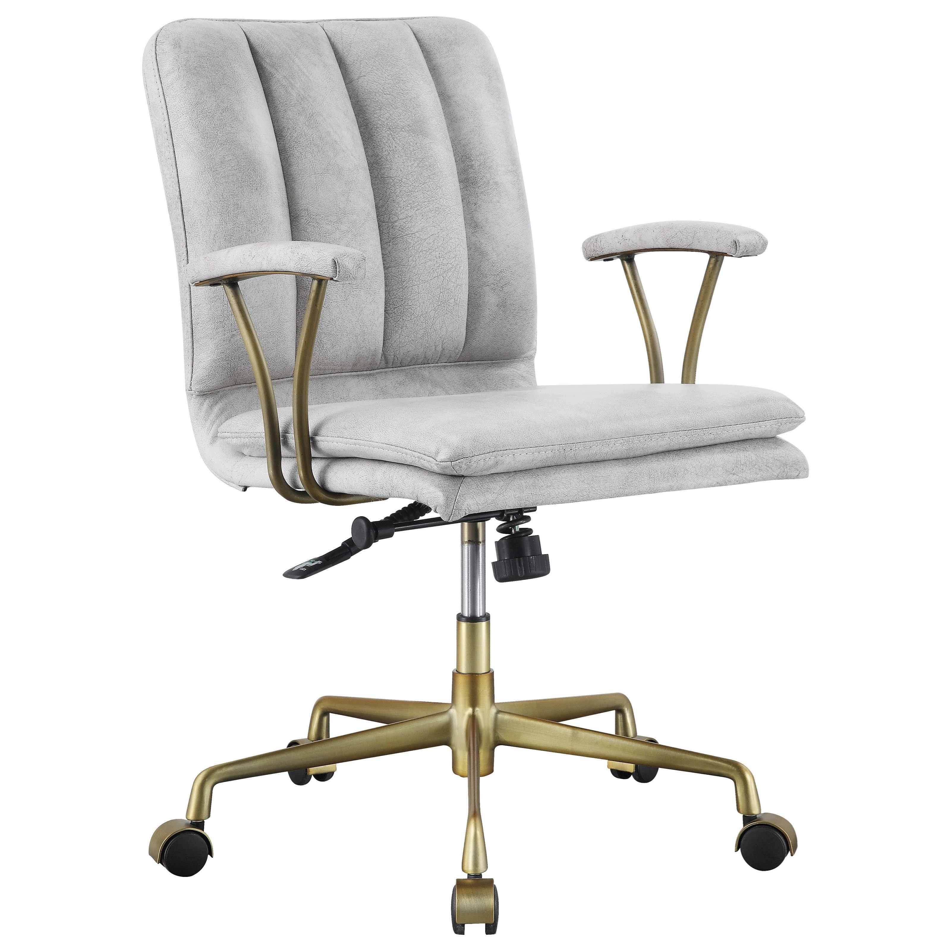Acme Furniture Damir 92422 Glam Leather Office Chair with Chrome Trim