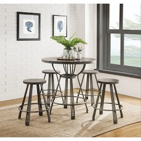 Industrial Counter Height Dining Set with 4 Chairs