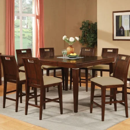 9-Piece Transitional Counter Height Dining Set