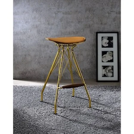 Industrial Bar Stool with Leather Seat Cushion