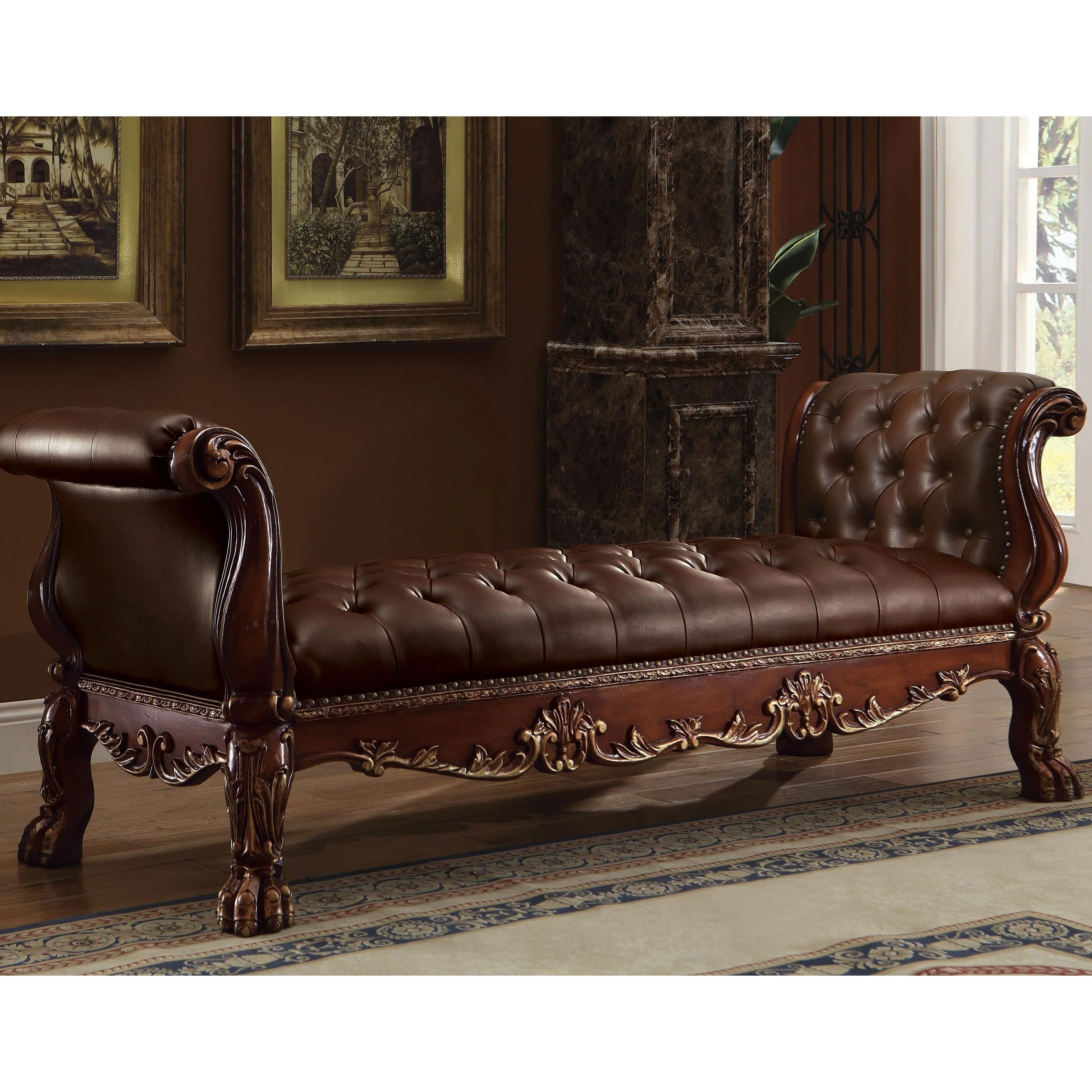 European Bench Acme Furniture Dresden II 96486 Traditional European Style Tufted Bed ...
