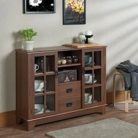 Transitional Buffet Console Table with Glass Doors