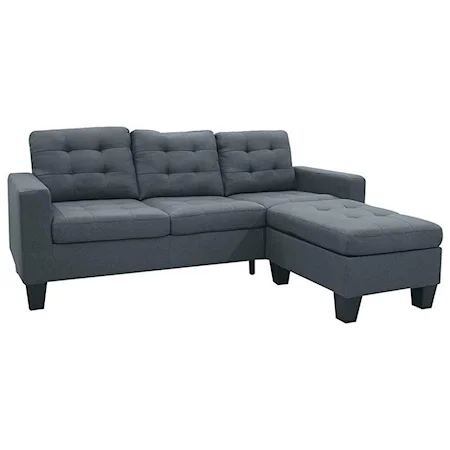 Contemporary Sectional Sofa with Reversible Ottoman